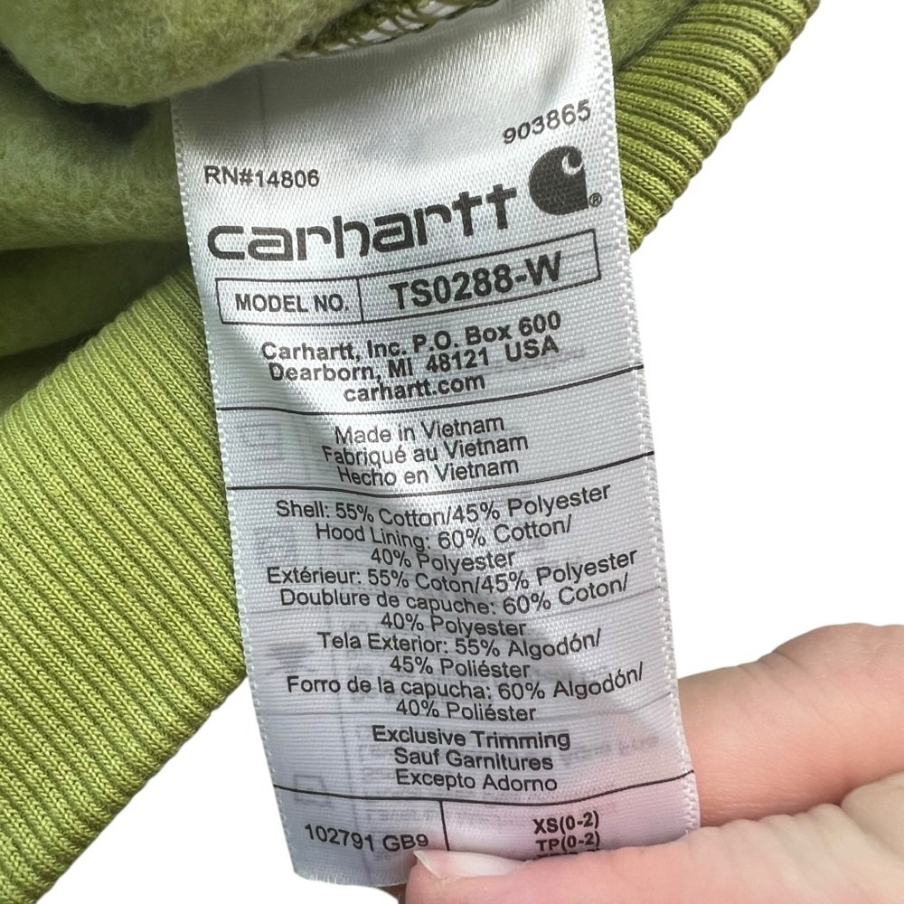 Carhartt NEW Relaxed Fit Midweight Logo Sleeve Green Womens Hoodie Size XS (0-2) - Picture 5 of 7
